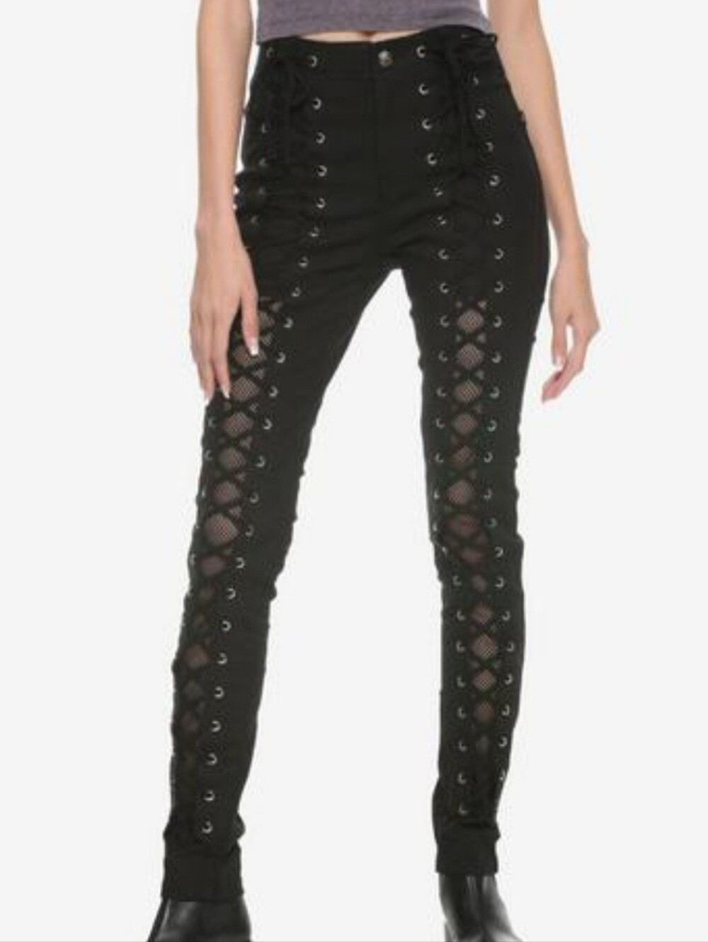 Pretty Little Thing Lace Up Skinny Pants Size 4 New Without Tag!